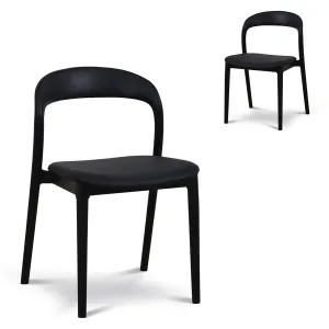 Set of 2 - Caspar Dining Chair - Full Black