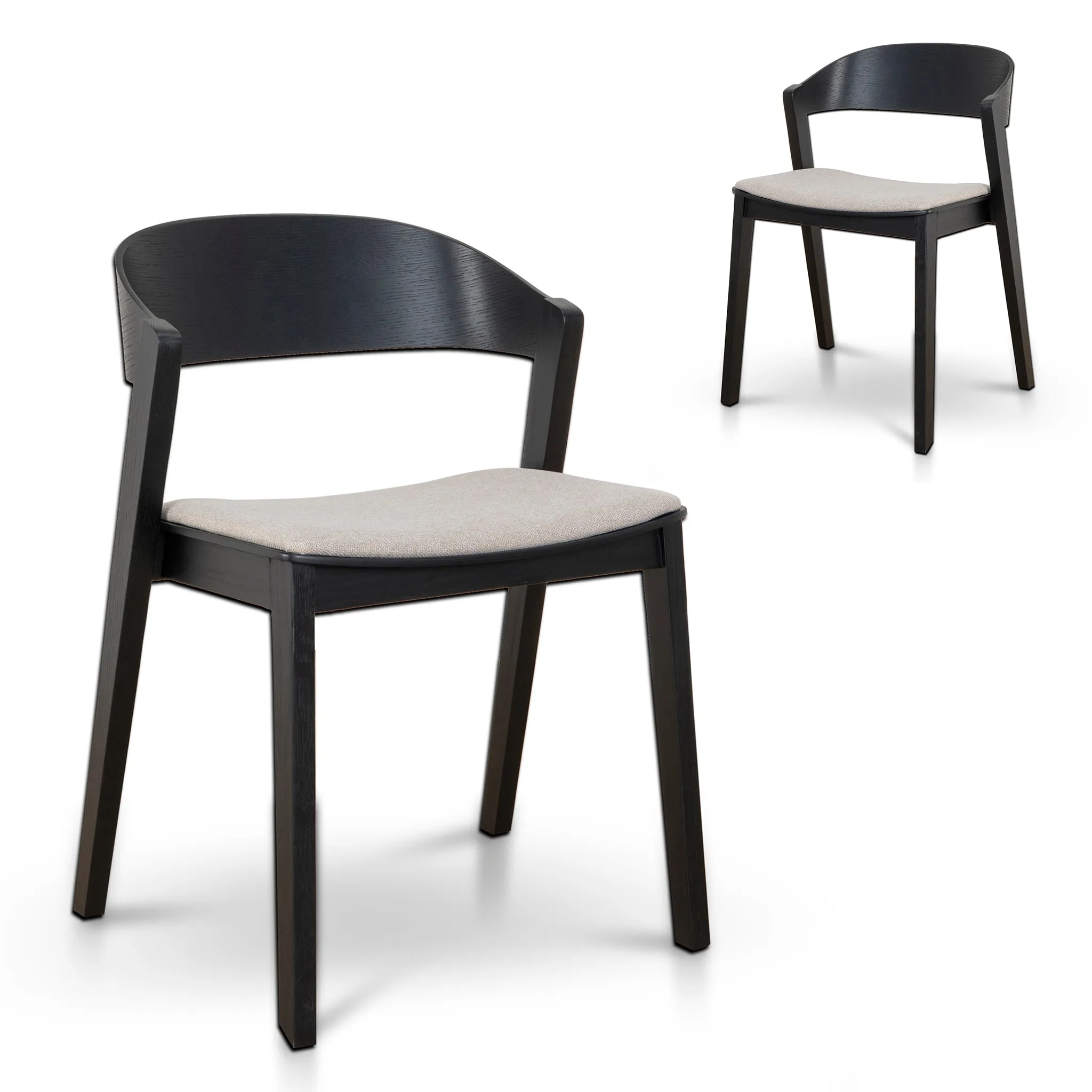 Set of 2 - Davis Black Dining Chair - Grey Seat