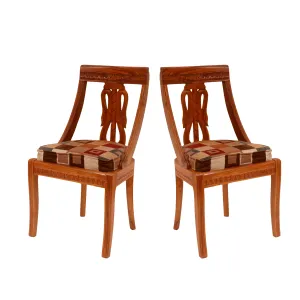 (Set of 2) Flora Wooden Carved Chair