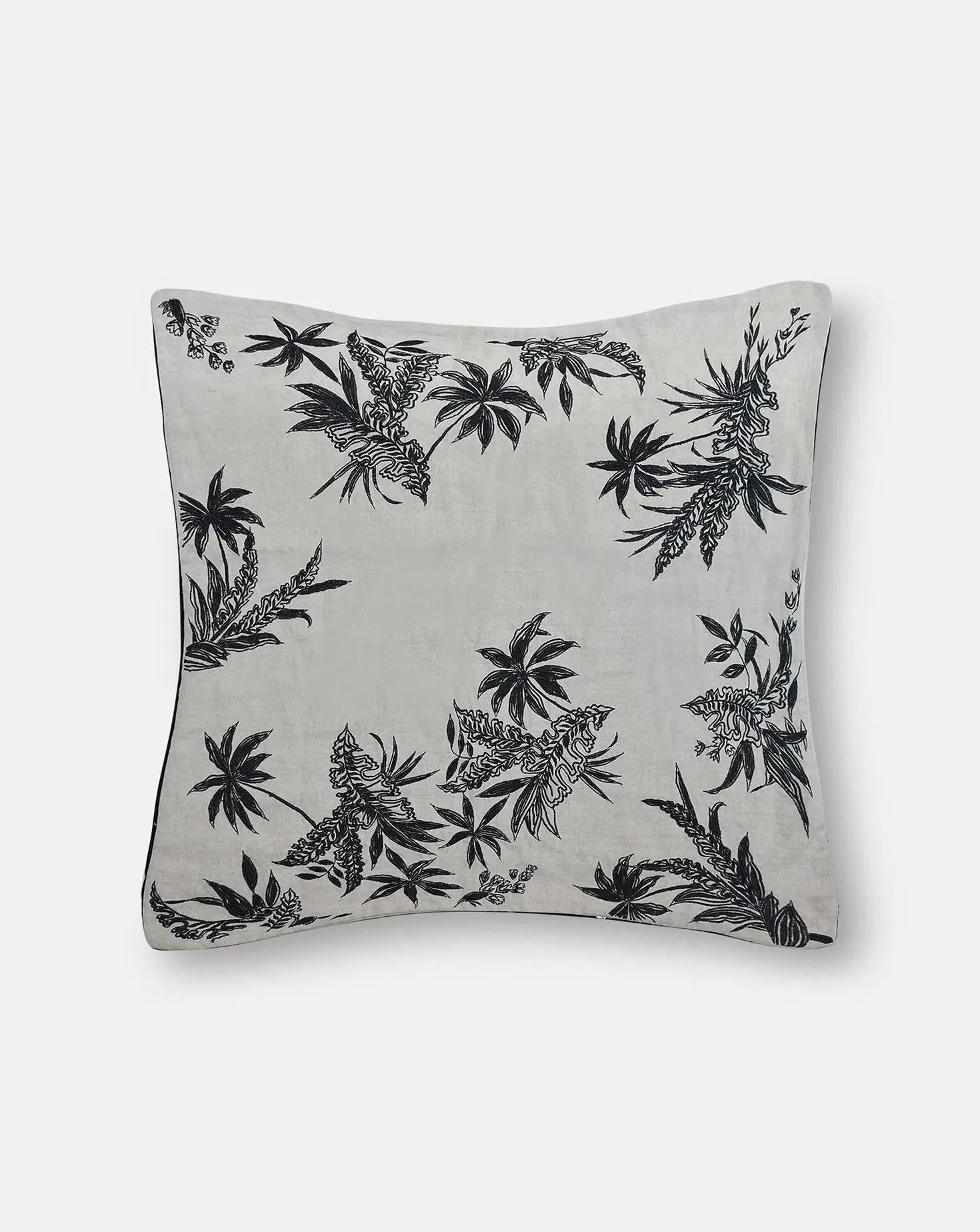 Set of 2 Floral Black Cotton Cushion