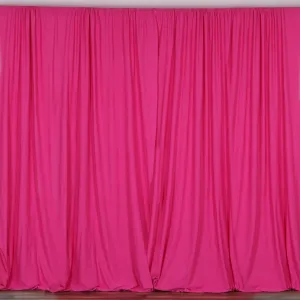 Set Of 2 Fushia Fire Retardant Polyester Curtain Panel Backdrops Window Treatment With Rod Pockets - 5FTx10FT