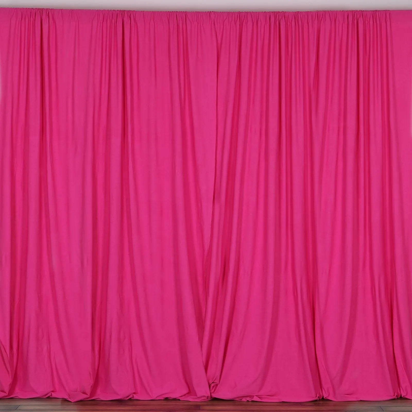 Set Of 2 Fushia Fire Retardant Polyester Curtain Panel Backdrops Window Treatment With Rod Pockets - 5FTx10FT