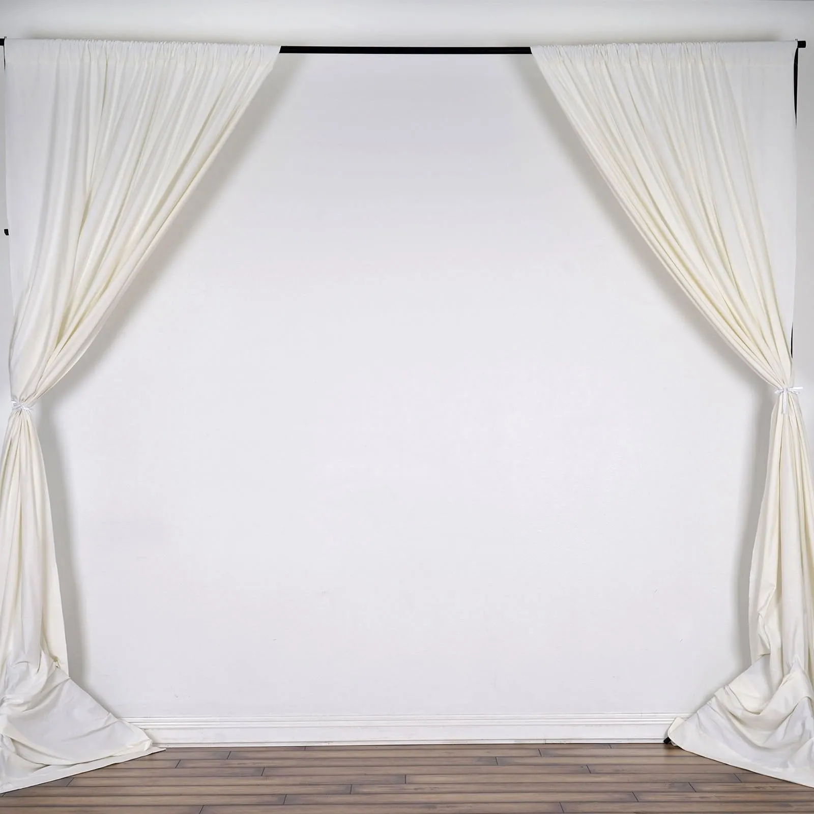 Set Of 2 Ivory Fire Retardant Polyester Curtain Panel Backdrops Window Treatment With Rod Pockets - 5FTx10FT