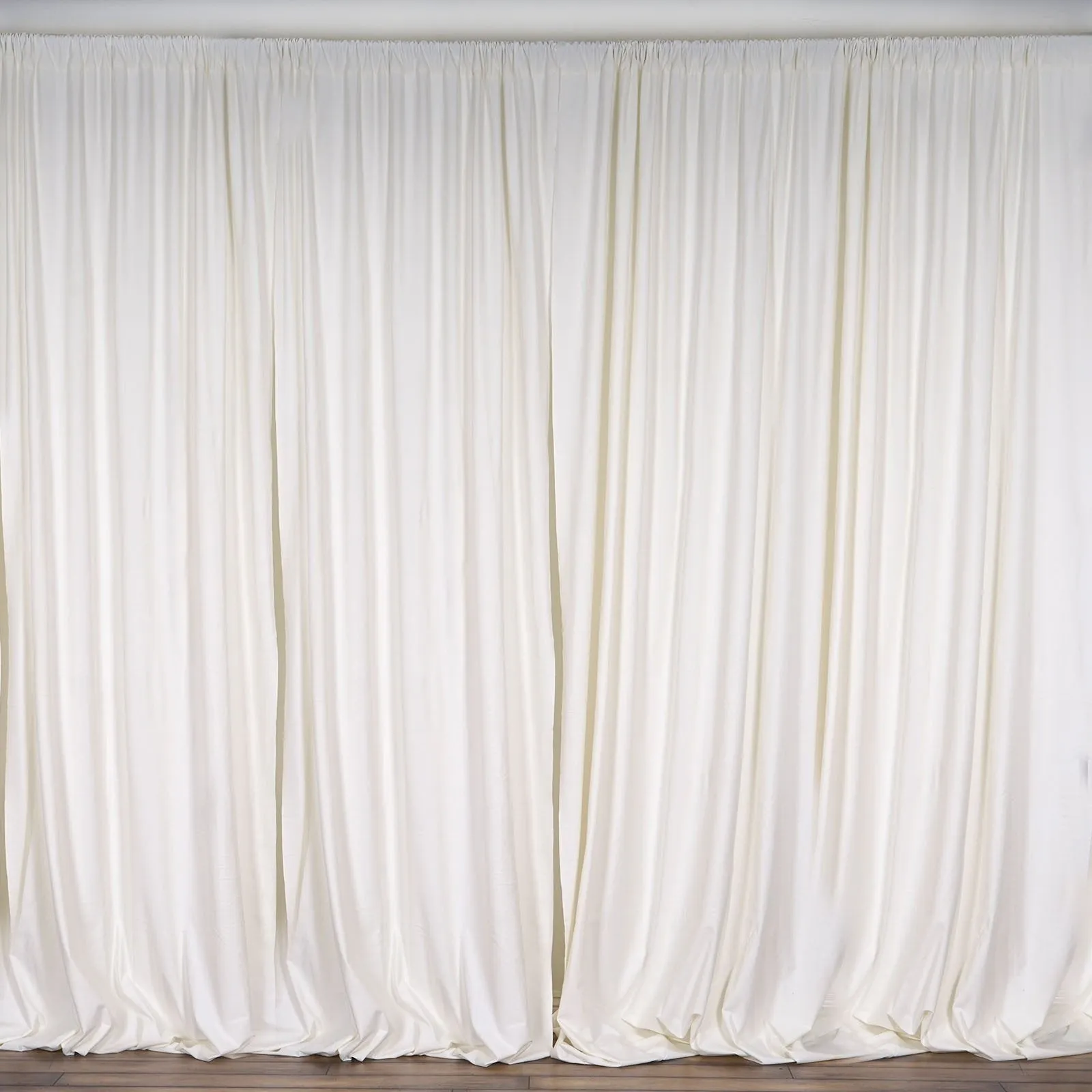 Set Of 2 Ivory Fire Retardant Polyester Curtain Panel Backdrops Window Treatment With Rod Pockets - 5FTx10FT