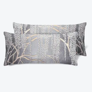 Set of 2 Mini Metallic Willow Velvet Pillow