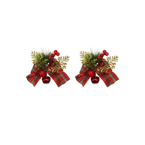 Set of 3 Red Bows with Bells