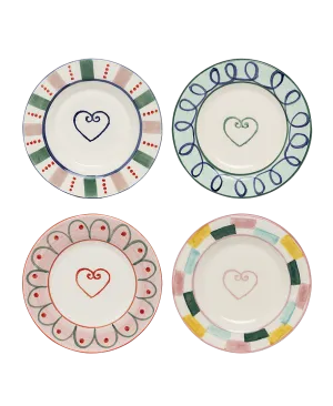 Set Of 4 Heart Bread Plates - Coasters