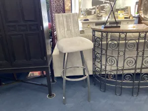 Set Of Three Light Gray And Silver Barstools