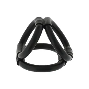 Seven Creations Rubber Black Male Triple Cock Ring