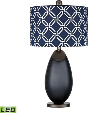 Sevenoakes Led Table Lamp In Navy Blue and Black Nickel