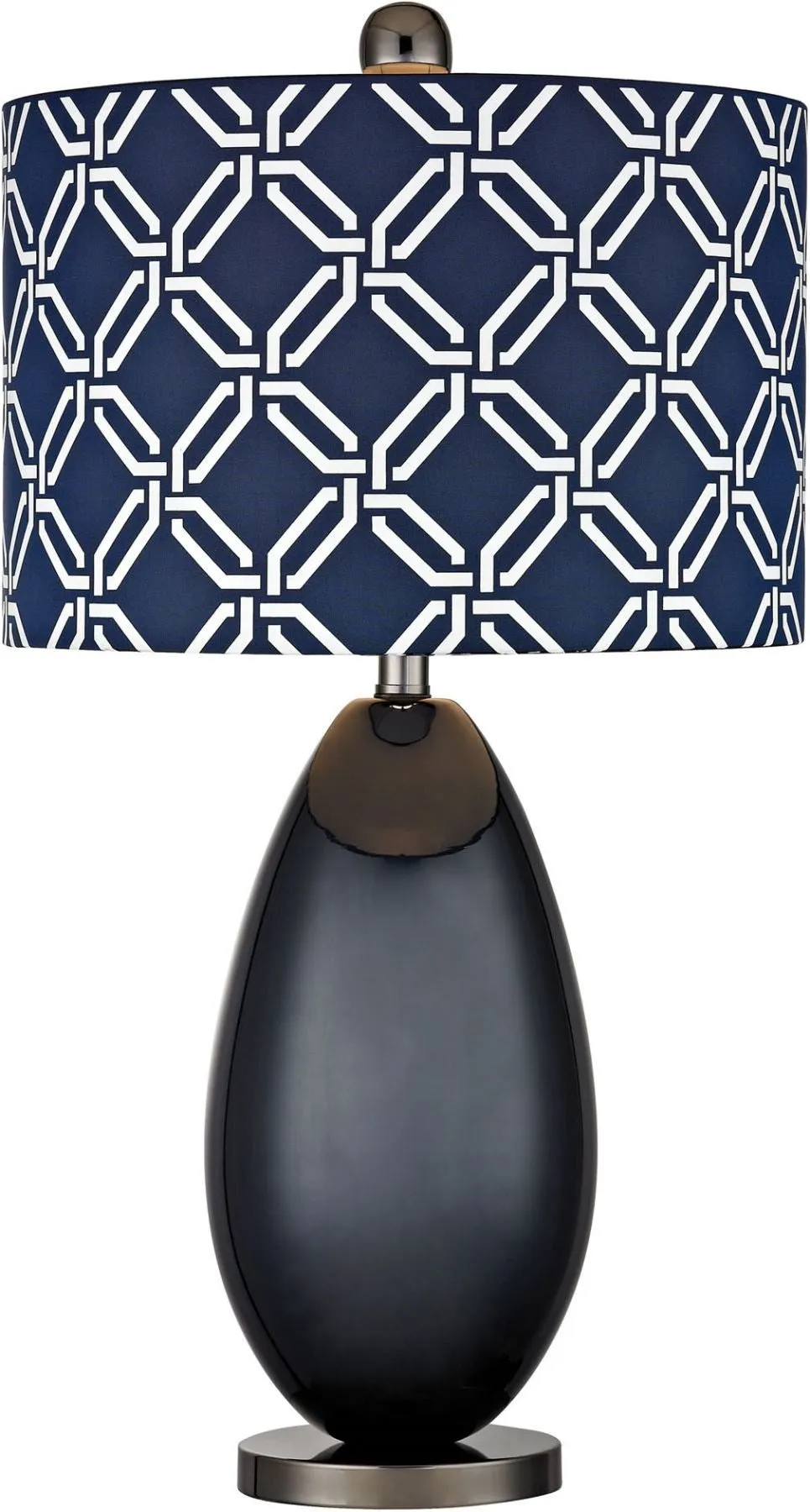 Sevenoakes Table Lamp In Navy Blue and Black Nickel