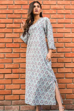 Sevya Manisha Block Print Caftan Light Blue