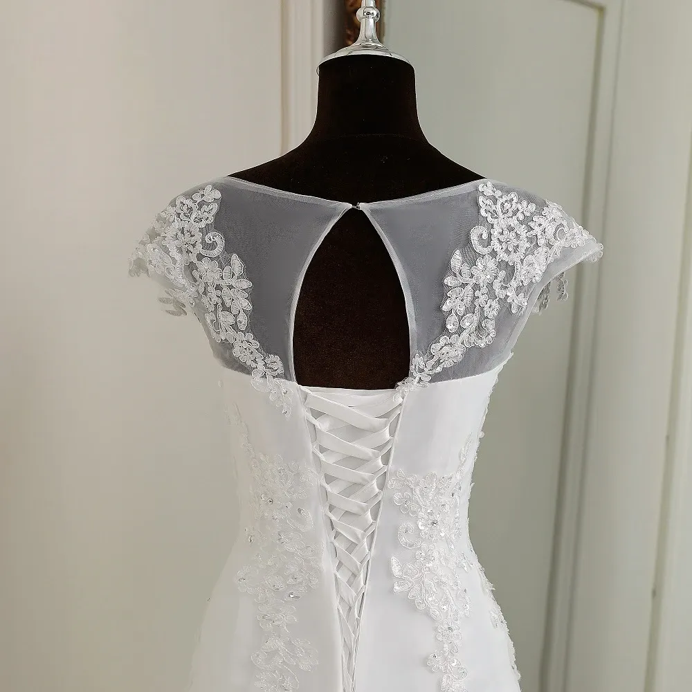 Sexy Applique Cap Sleeve Mermaid Wedding dress Bridal Gown