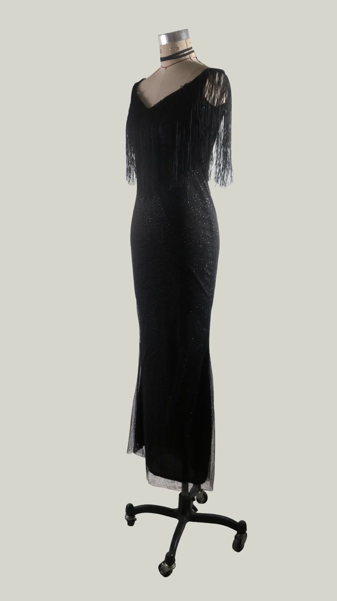 Sexy Deep V Sleeveless Tassel Slim Dress Maxi Dress