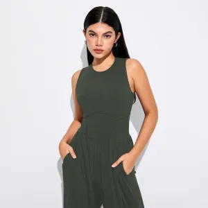 Sexy Design Waist Side Slimming Fashionable Knitted Jumpsuit