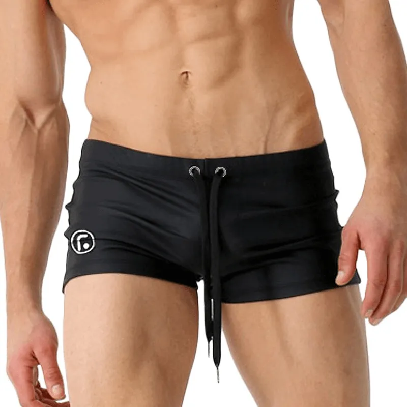 Sexy Men's Solid Color Drawstring Swimming Trunks Surf - SF0821