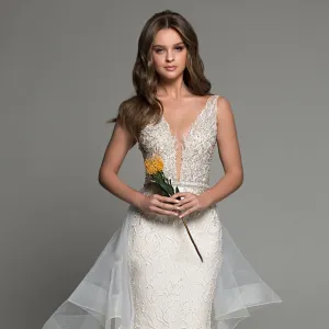 Sexy Mermaid Wedding Dress New Detachable Train Shimmering Beadied V-Neck Backless Sleeveless Wedding Gown