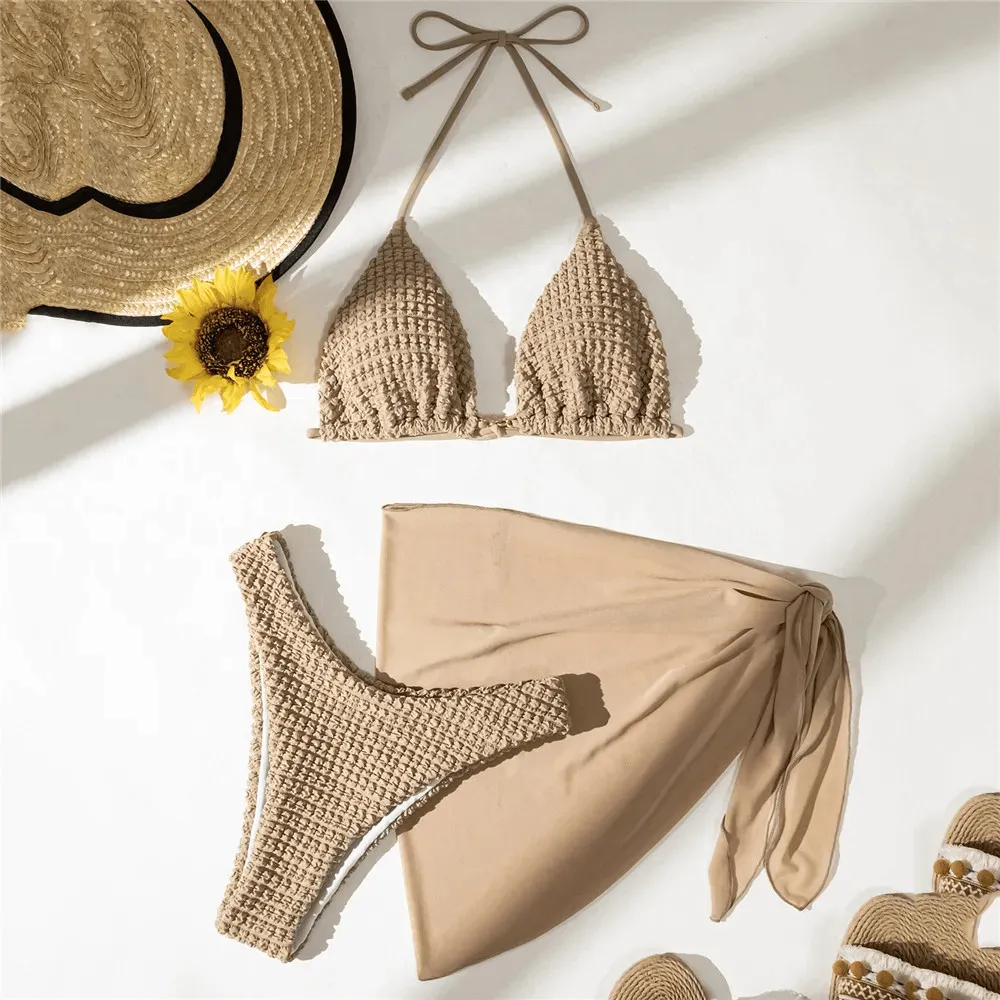 Sexy Textured Bikini Set in Neutral Tones - SF2139