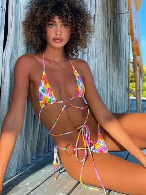 Sexy Triangle Double-Sided Bikini Set