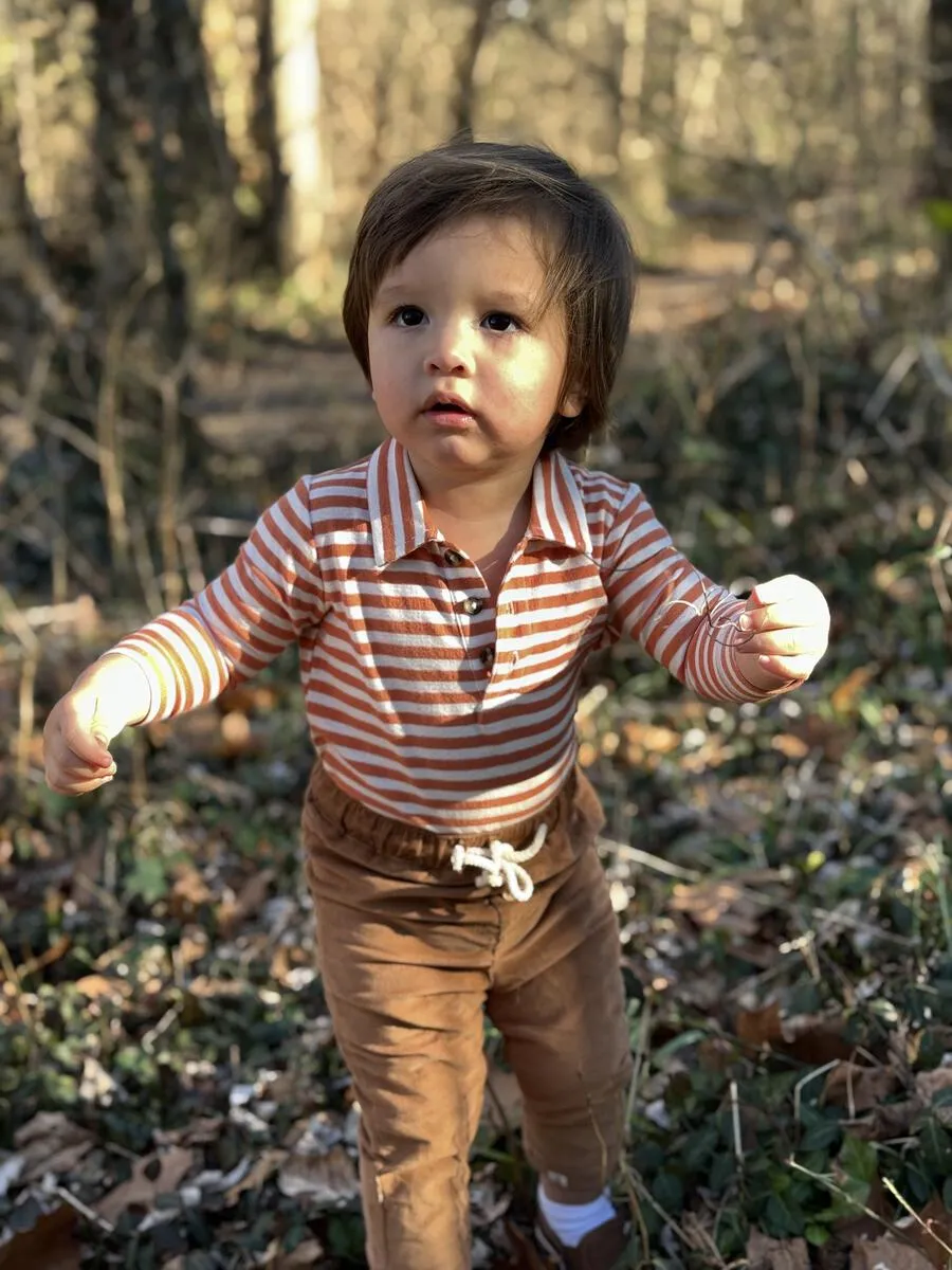 Seymore Pumpkin/White Romper