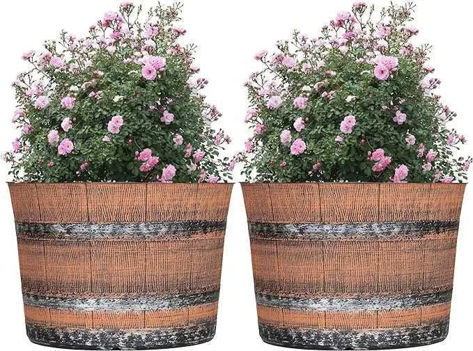 SG Traders™ Whisky Barrel Brown Garden Planter