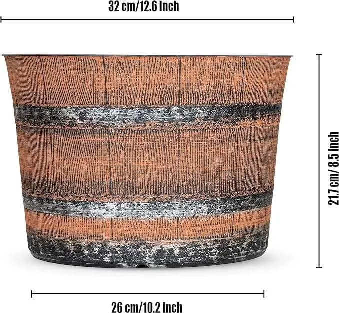 SG Traders™ Whisky Barrel Brown Garden Planter