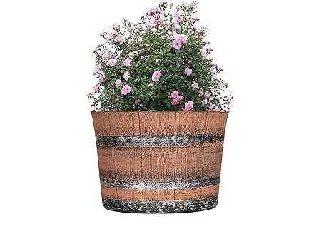 SG Traders™ Whisky Barrel Brown Garden Planter