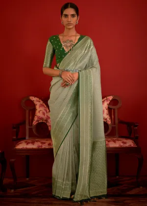 Shades Of Green Zari Woven Georgette Saree