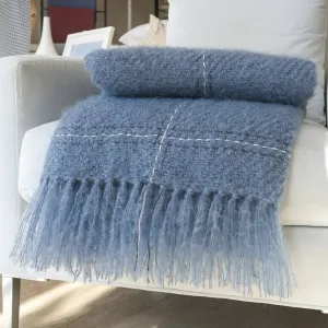 Shadow Blue Handwoven Mohair Throw