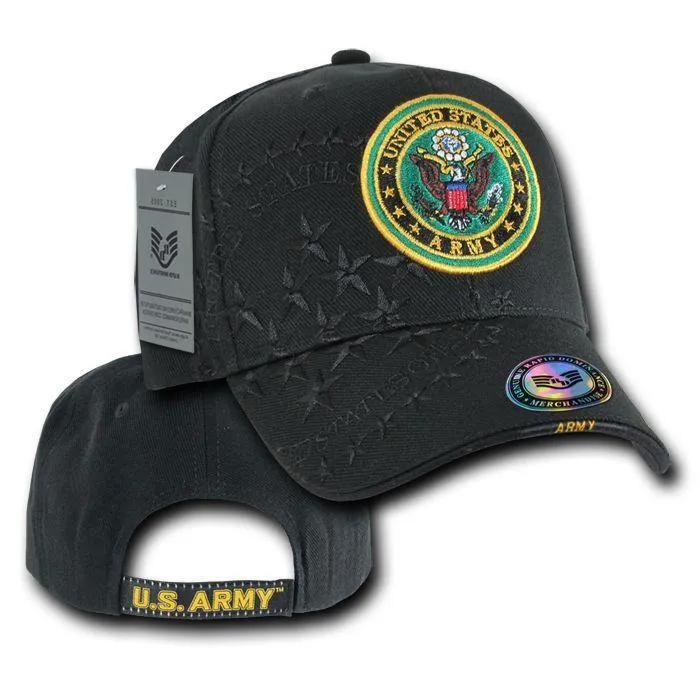 Shadow Effect Embroidery US Military Vet Army Air Force Navy Marines Hats Caps