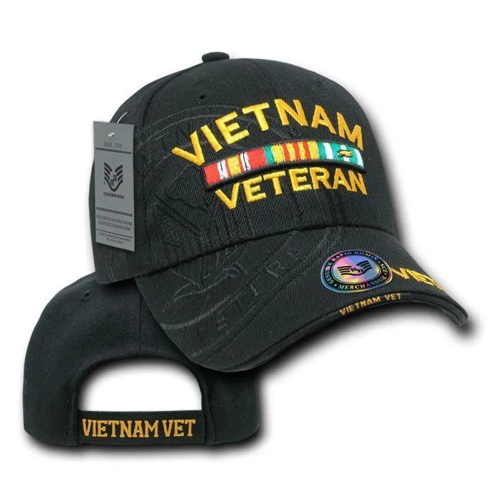 Shadow Effect Embroidery US Military Vet Army Air Force Navy Marines Hats Caps