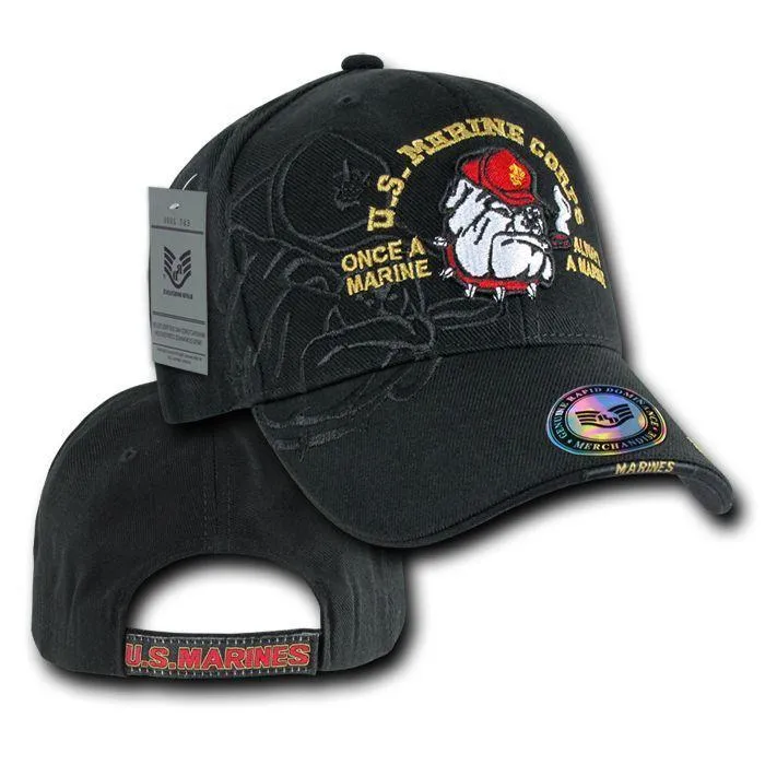 Shadow Effect Embroidery US Military Vet Army Air Force Navy Marines Hats Caps