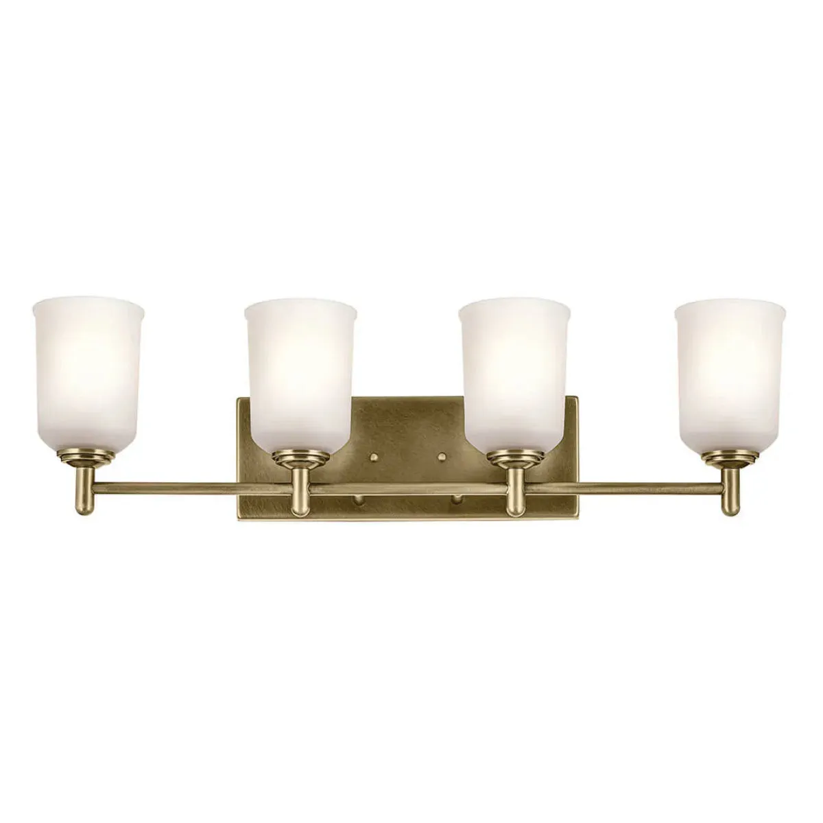 Shailene 30 In 4-Lights Bathroom Vanity Light With Clear Satin Etched Glass, Gold Finish