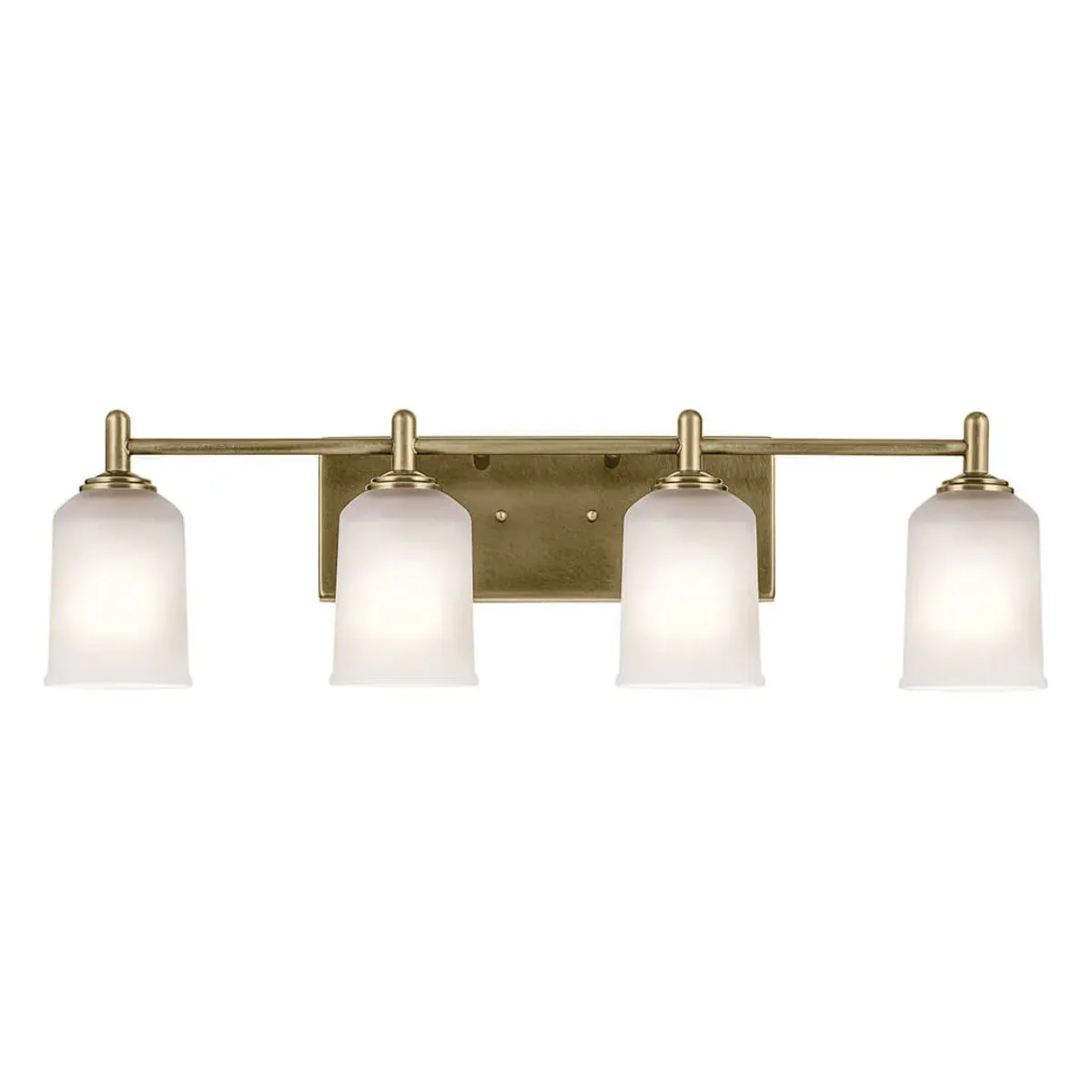 Shailene 30 In 4-Lights Bathroom Vanity Light With Clear Satin Etched Glass, Gold Finish