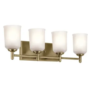 Shailene 30 In 4-Lights Bathroom Vanity Light With Clear Satin Etched Glass, Gold Finish