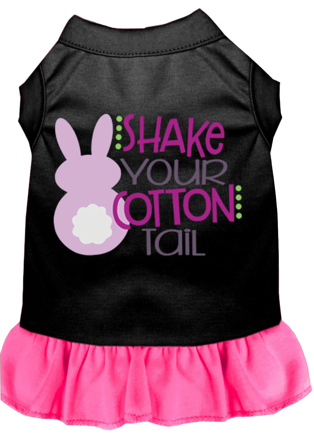 Shake Your Cotton Tail Screen Print Dog Dress Black With Bright Pink Lg (14)