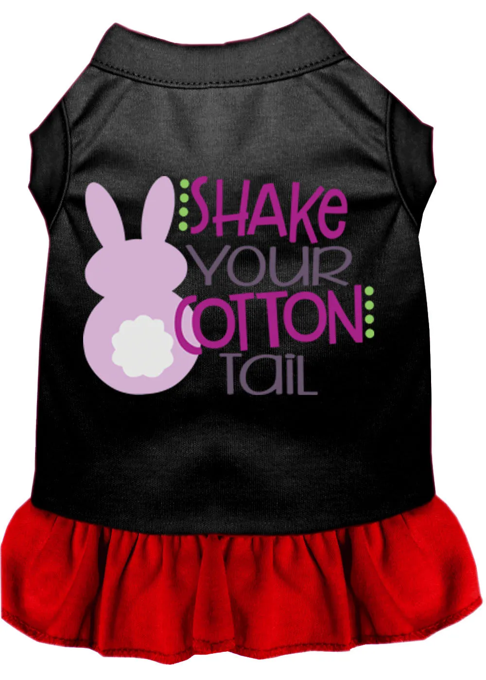 Shake Your Cotton Tail Screen Print Dog Dress Black With Red Xs (8)