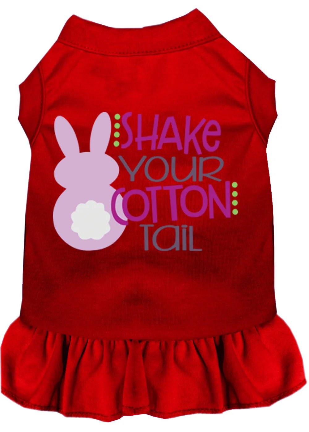 Shake Your Cotton Tail Screen Print Dog Dress Red Med (12)