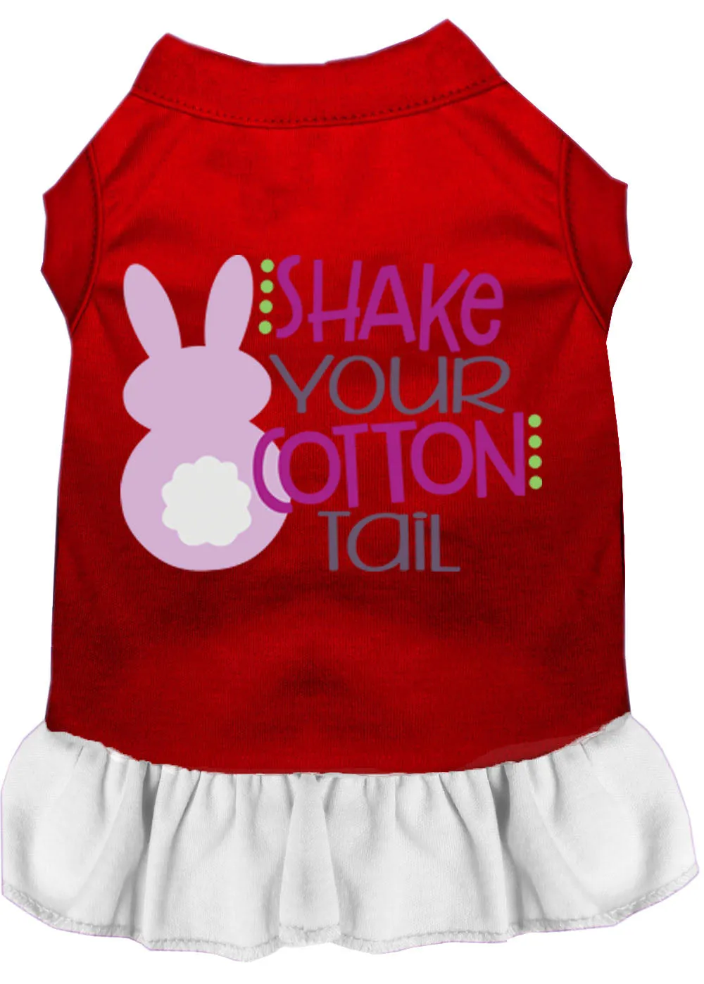 Shake Your Cotton Tail Screen Print Dog Dress Red With White Sm (10)