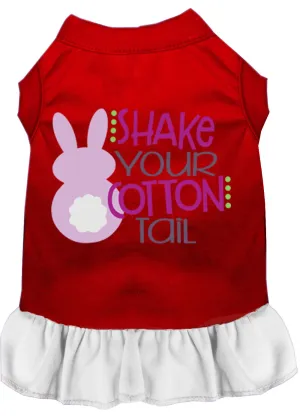 Shake Your Cotton Tail Screen Print Dog Dress Red With White Xl (16)