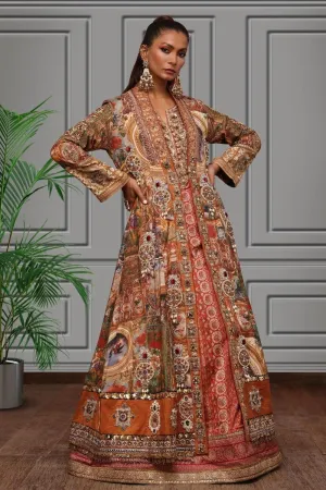 Shamaeel - Silk Long Embroidered Shirt with Floor Length Embroidered Jacket