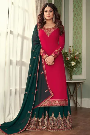 Shamita Shetty Pink & Green Georgette Palazzo Suit