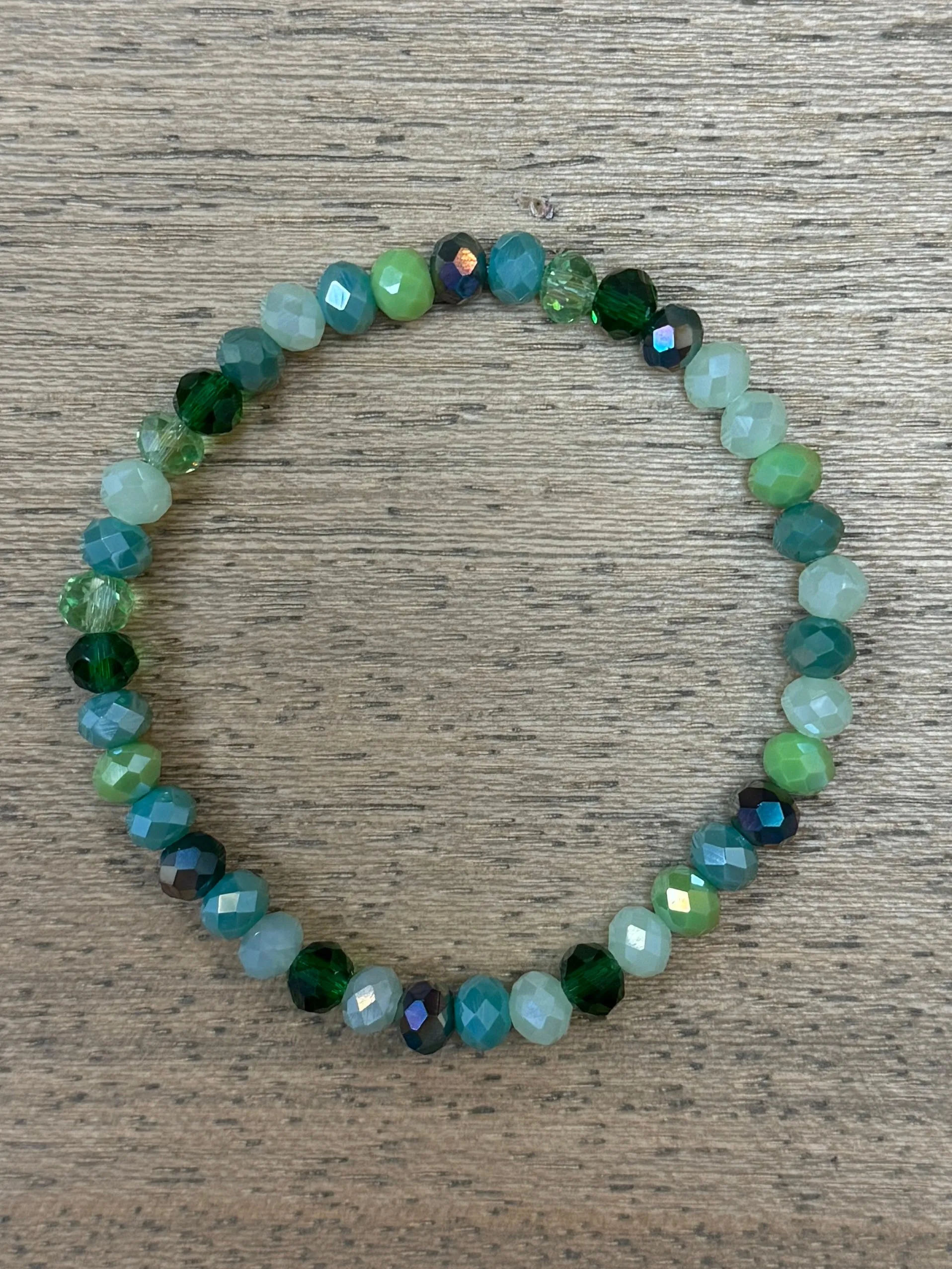 Shamrock Green Mix Faceted Rondelle 6mm Bracelet