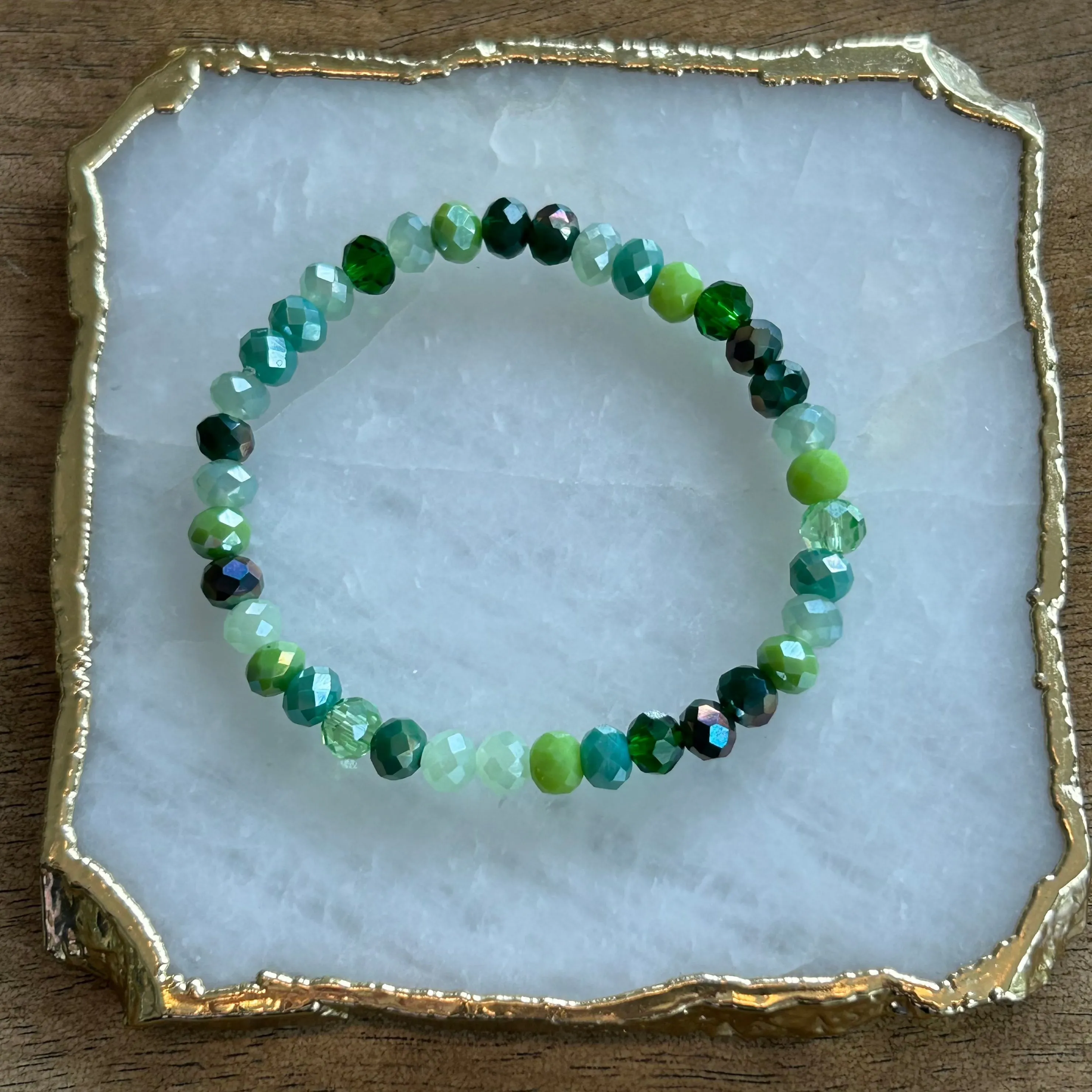 Shamrock Green Mix Faceted Rondelle 6mm Bracelet