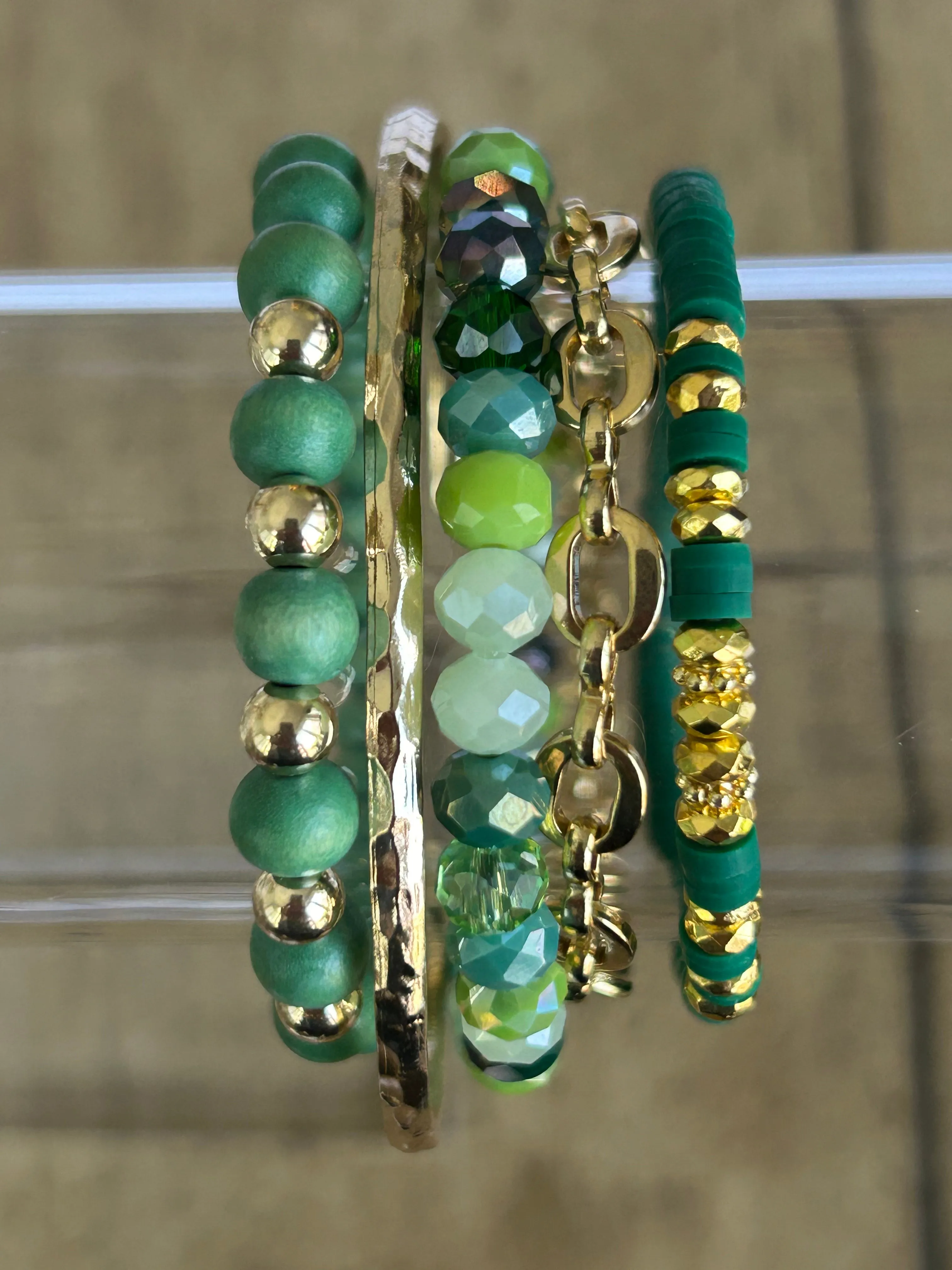 Shamrock Green Mix Faceted Rondelle 6mm Bracelet