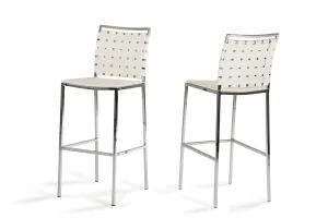 Shasta - Modern White Eco-Leather Bar Stool (Set of 2)