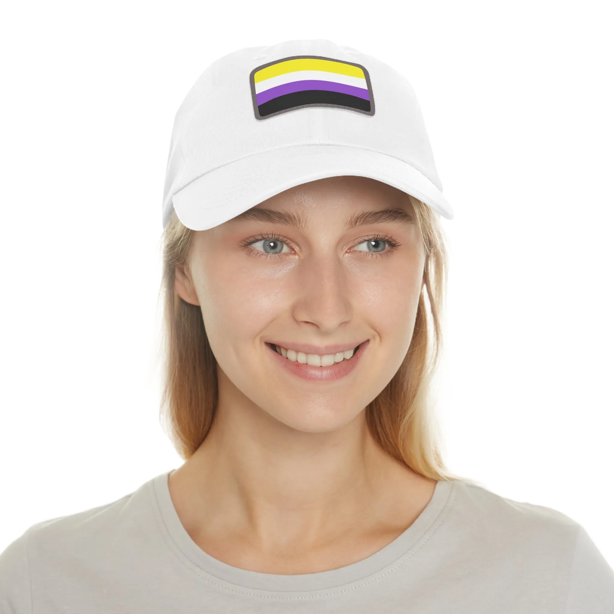 SHAVA CO Non Binary Flag Hat with Leather Patch (Rectangle)