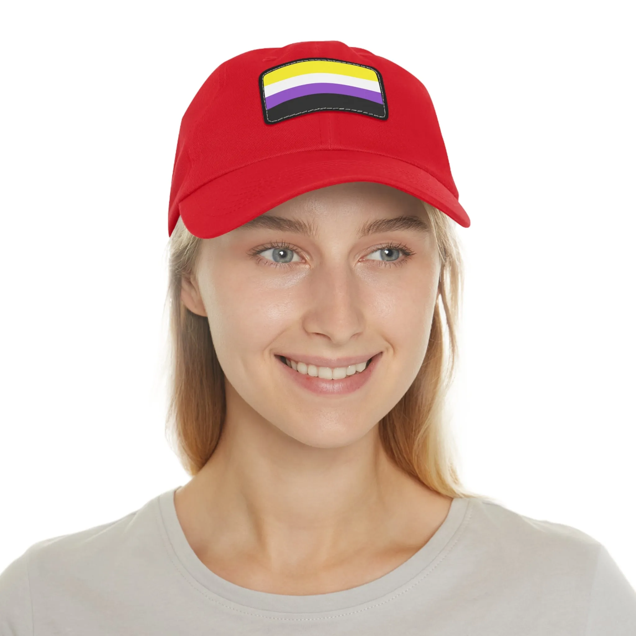 SHAVA CO Non Binary Flag Hat with Leather Patch (Rectangle)