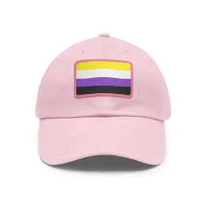 SHAVA CO Non Binary Flag Hat with Leather Patch (Rectangle)