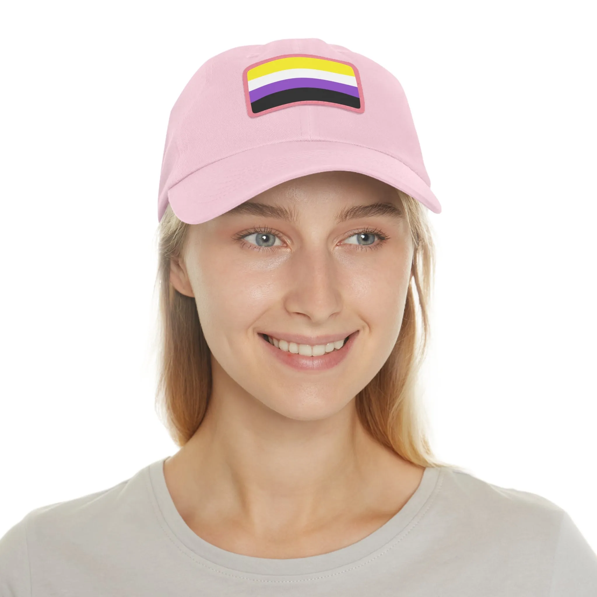 SHAVA CO Non Binary Flag Hat with Leather Patch (Rectangle)